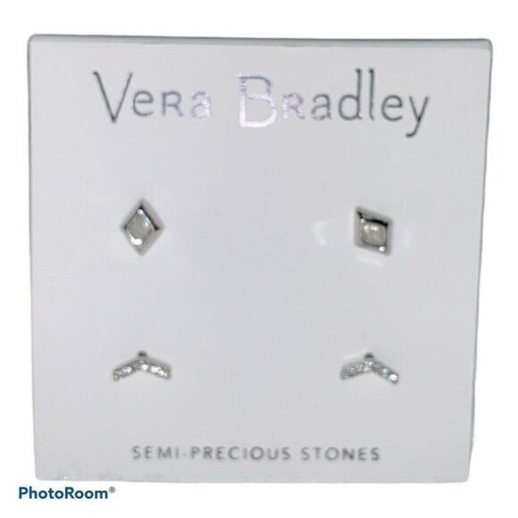 Vera Bradley Silver Tone Stylist Earring Set Studs - Picture 2 of 3